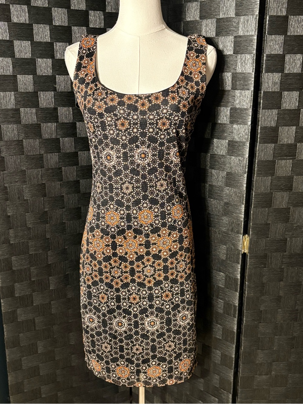 Bar III Geometric Print Stretchy Sleeveless Bodycon Mini Dress